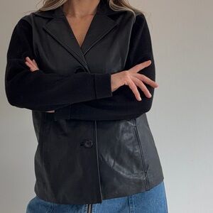 Vintage Style & Co Leather & Knit Mixed Media Blazer / 90s Grunge Aesthetic